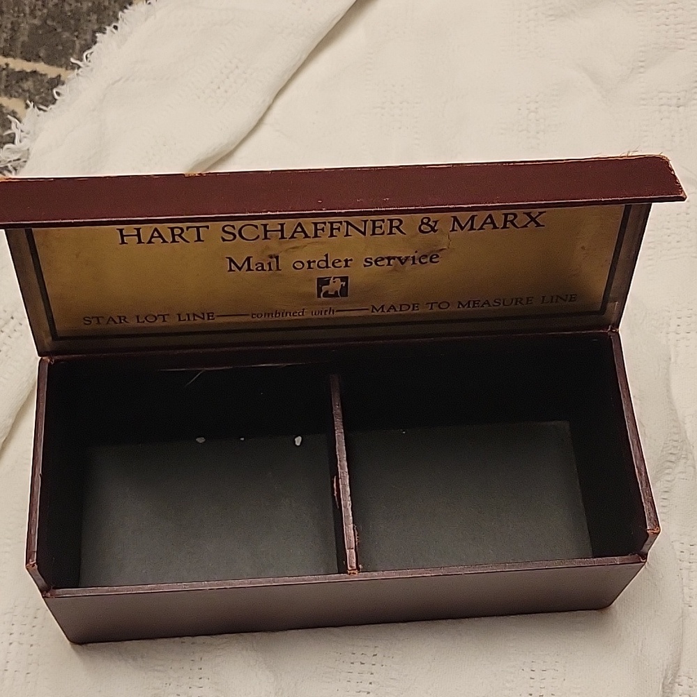 Vintage Hart Schaffner Marx Brown Box with Gold Interior